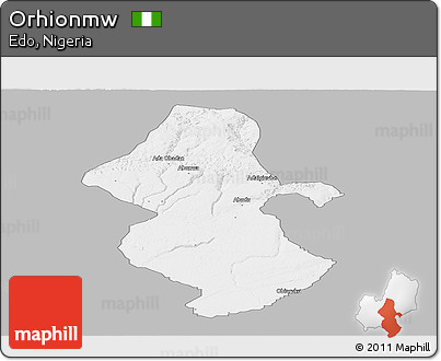 Gray Panoramic Map of Orhionmw, single color outside