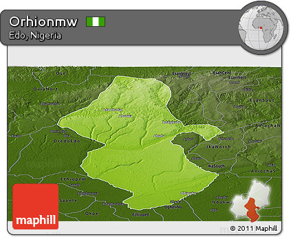 Physical Panoramic Map of Orhionmw, darken
