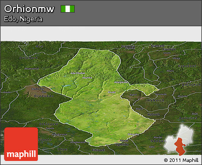 Satellite Panoramic Map of Orhionmw, darken