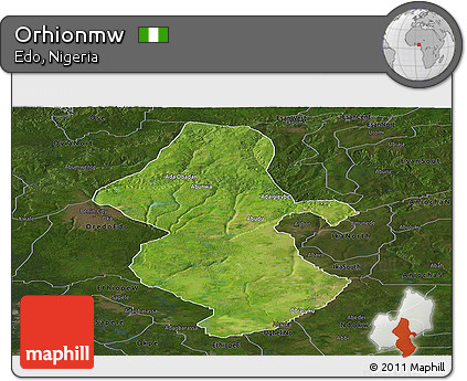 Satellite Panoramic Map of Orhionmw, darken