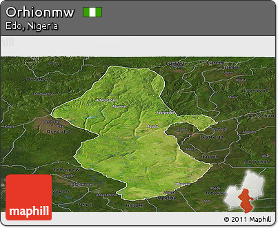 Satellite Panoramic Map of Orhionmw, darken