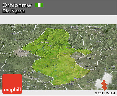 Satellite Panoramic Map of Orhionmw, semi-desaturated