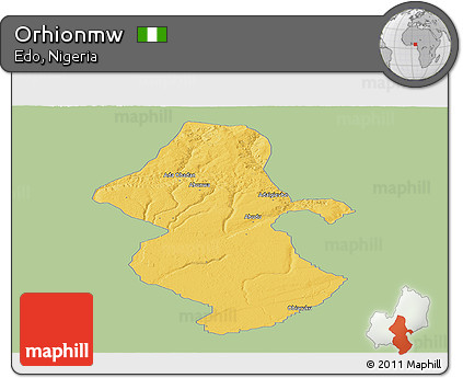Savanna Style Panoramic Map of Orhionmw, single color outside