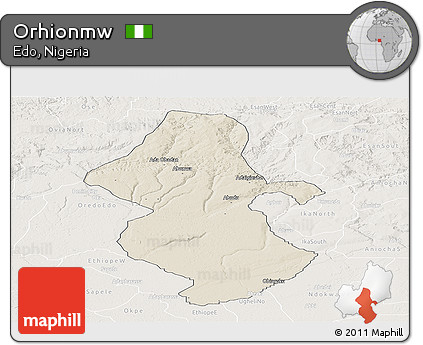 Shaded Relief Panoramic Map of Orhionmw, lighten