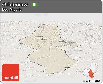 Shaded Relief Panoramic Map of Orhionmw, lighten