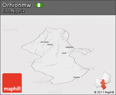 Silver Style Panoramic Map of Orhionmw, single color outside