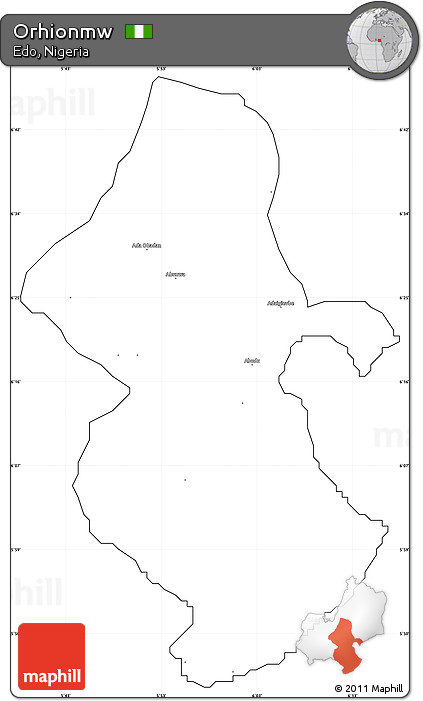 Blank Simple Map of Orhionmw, cropped outside