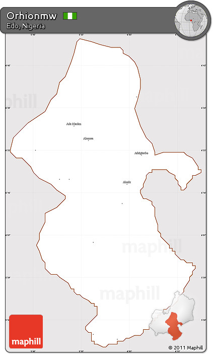 Classic Style Simple Map of Orhionmw, cropped outside