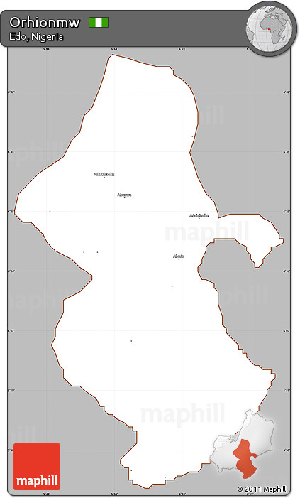 Gray Simple Map of Orhionmw, cropped outside