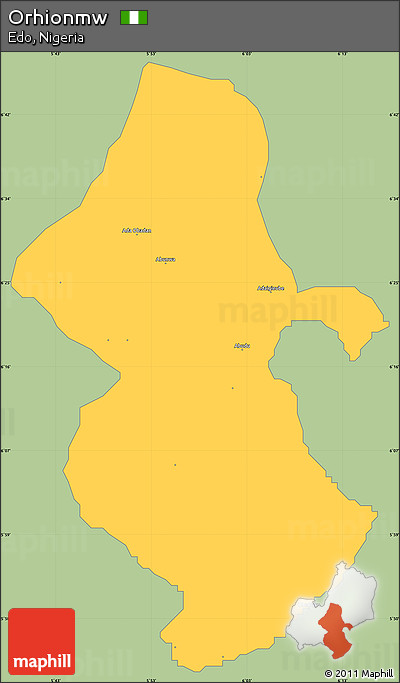 Savanna Style Simple Map of Orhionmw, single color outside