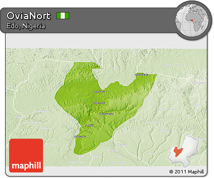 Physical 3D Map of OviaNort, lighten