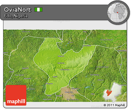 Physical 3D Map of OviaNort, satellite outside