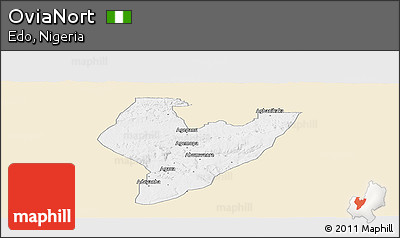 Classic Style Panoramic Map of OviaNort, single color outside
