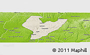 Shaded Relief Panoramic Map of OviaNort, physical outside