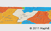 Shaded Relief Panoramic Map of OviaNort, political outside