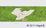 Shaded Relief Panoramic Map of OviaNort, satellite outside