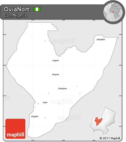 Silver Style Simple Map of OviaNort, single color outside