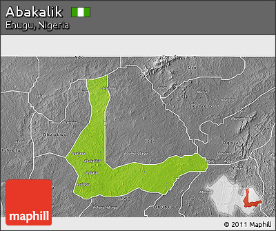 Physical 3D Map of Abakalik, desaturated