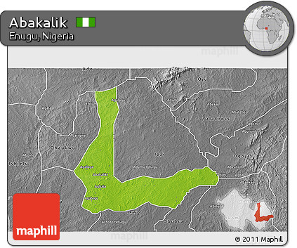 Physical 3D Map of Abakalik, desaturated