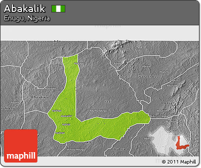 Physical 3D Map of Abakalik, desaturated