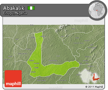 Physical 3D Map of Abakalik, semi-desaturated