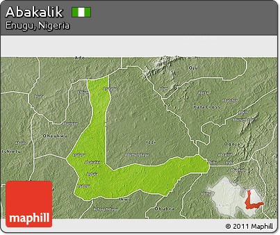 Physical 3D Map of Abakalik, semi-desaturated