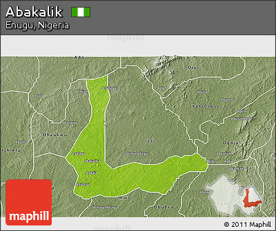 Physical 3D Map of Abakalik, semi-desaturated