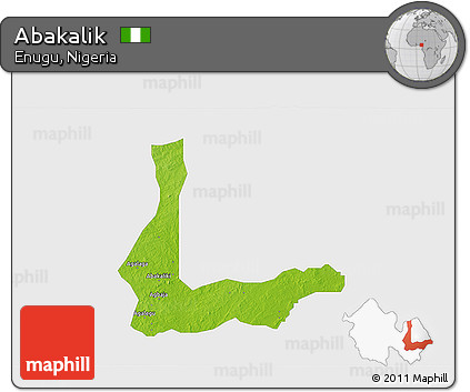 Physical 3D Map of Abakalik, single color outside