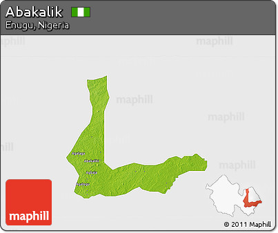 Physical 3D Map of Abakalik, single color outside