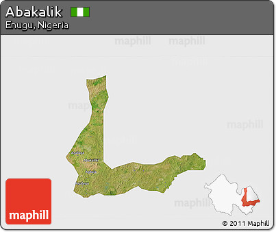 Satellite 3D Map of Abakalik, single color outside