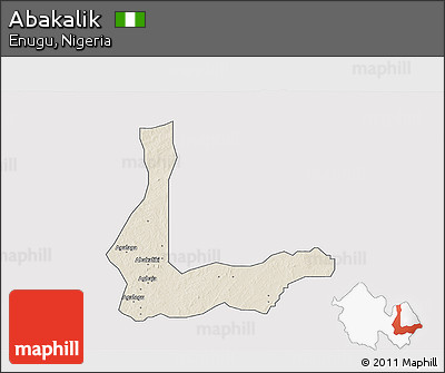 Shaded Relief 3D Map of Abakalik, single color outside