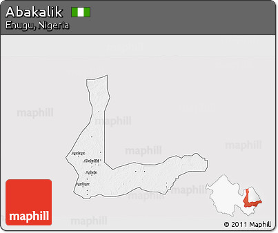 Silver Style 3D Map of Abakalik, single color outside