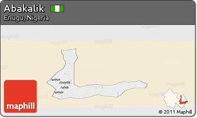 Classic Style Panoramic Map of Abakalik, single color outside