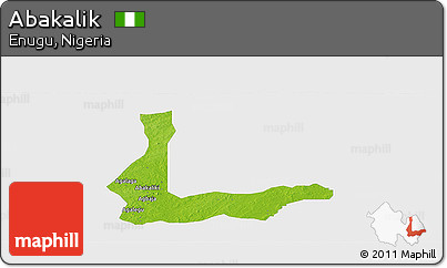Physical Panoramic Map of Abakalik, single color outside