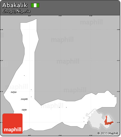 Gray Simple Map of Abakalik, single color outside