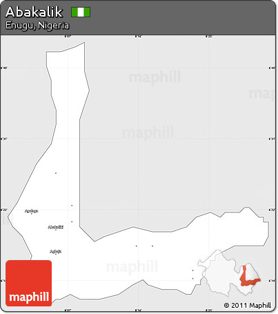 Silver Style Simple Map of Abakalik, single color outside