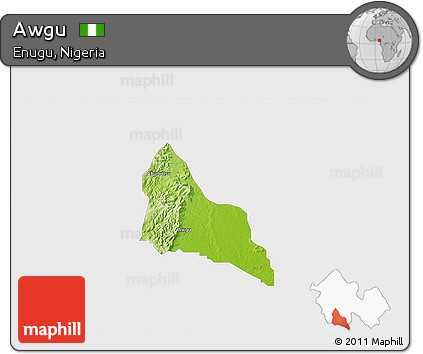 Physical 3D Map of Awgu, single color outside
