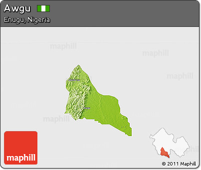 Physical 3D Map of Awgu, single color outside