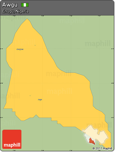 Savanna Style Simple Map of Awgu, single color outside