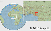 Savanna Style Location Map of Izzi, within the entire country, hill shading