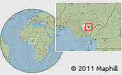 Savanna Style Location Map of Izzi, highlighted parent region, hill shading
