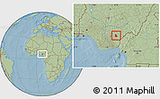Savanna Style Location Map of Izzi, hill shading