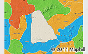 Shaded Relief Map of Izzi, political outside