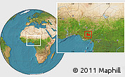 Satellite Location Map of Enugu, within the entire country