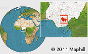 Satellite Location Map of Enugu, highlighted country