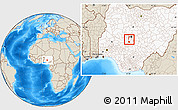Shaded Relief Location Map of Abaji, highlighted country