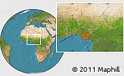 Satellite Location Map of Isu, within the entire country