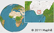 Satellite Location Map of Isu, highlighted country