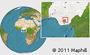 Satellite Location Map of Okigwe, highlighted country, highlighted parent region