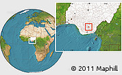 Satellite Location Map of Okigwe, highlighted country